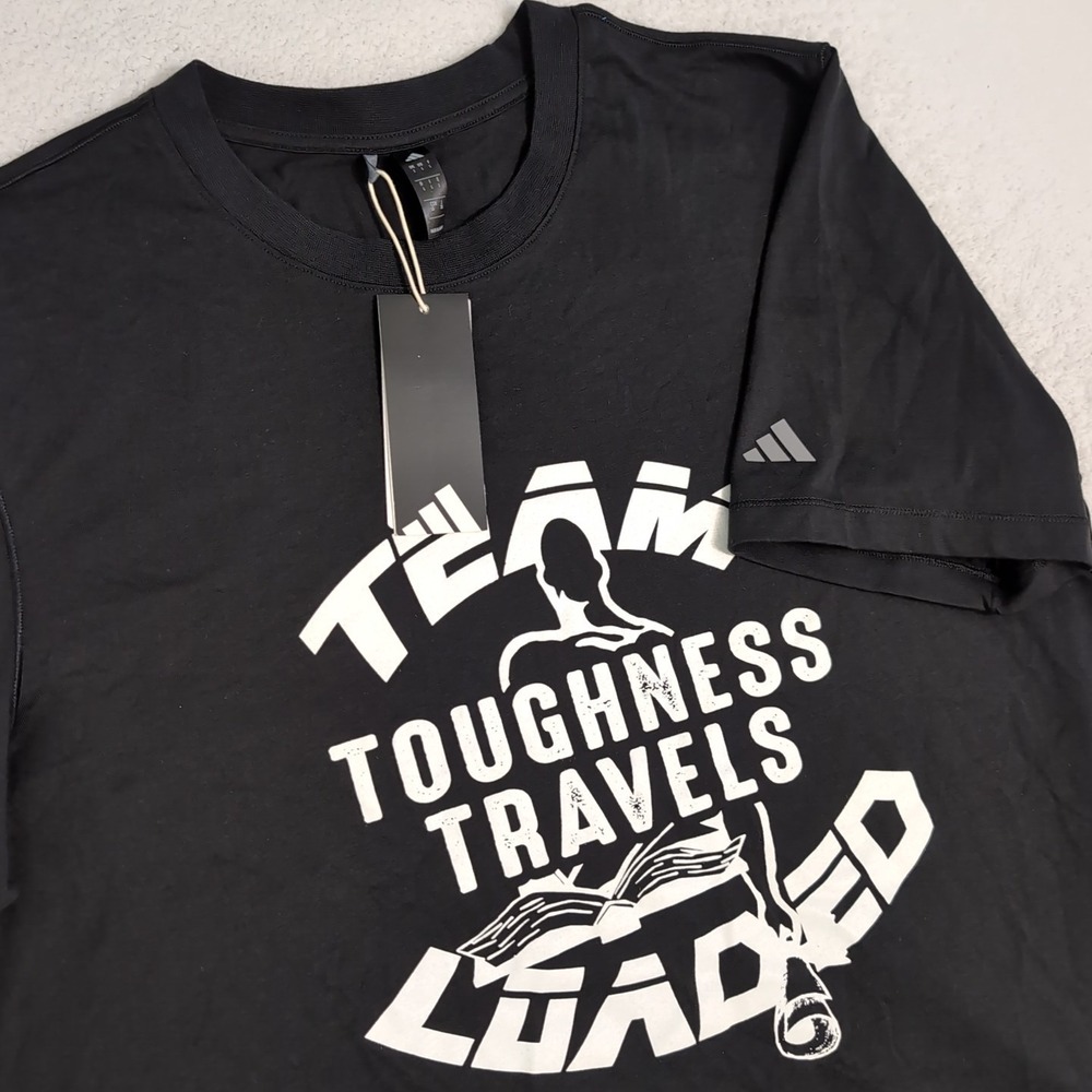 NEW MEN'S ADIDAS Team Toughness Travels TEE SHIRT L Black
